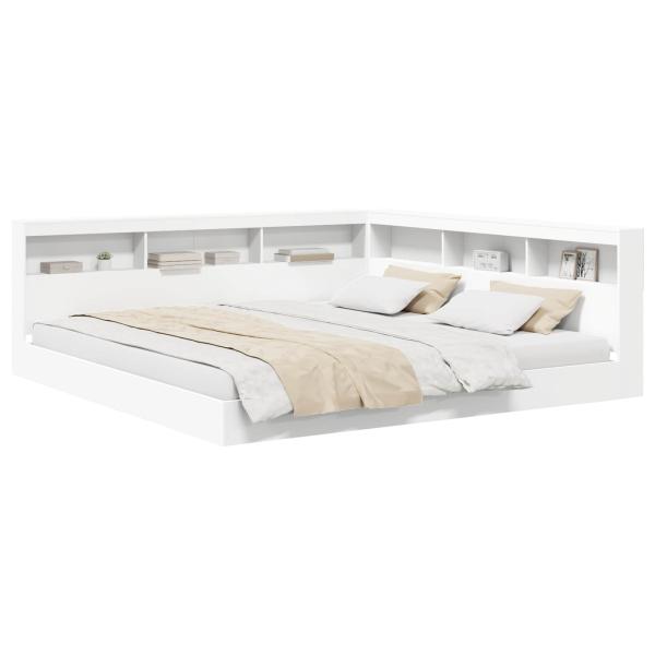 Bücherregal-Bett mit Kopfteil Weiß 180 x 200 cm Holzwerkstoff