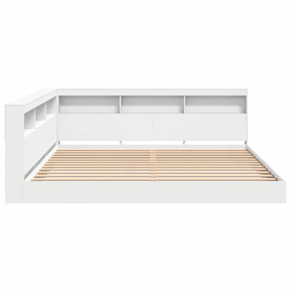 Bücherregal-Bett mit Kopfteil Weiß 180 x 200 cm Holzwerkstoff
