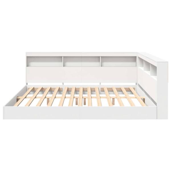 Bücherregal-Bett mit Kopfteil Weiß 180 x 200 cm Holzwerkstoff