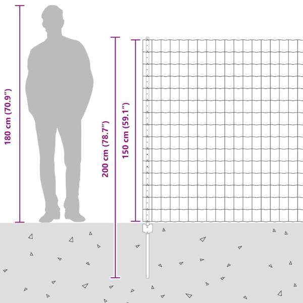 Euro Zaun mit 10 U-Pfosten Grau 1,5x10 m Stahl