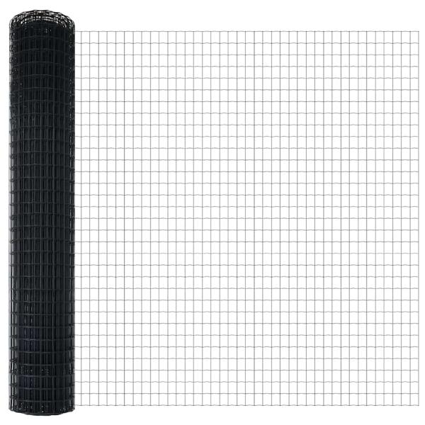 Euro Zaun mit 10 U-Pfosten Grau 1,5x10 m Stahl