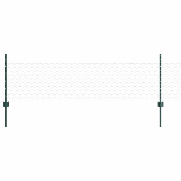 Zaunpfosten 5 Stück U-Profil grün 80 cm Stahl, Sechseckzaun grün 0,5x10 m Stahl