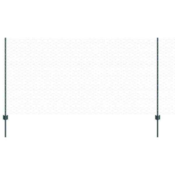 Zaunpfosten 5 Stk U-Kanal Grün 120 cm Stahl, Hexagonzaun Grün 1,2 x 10 m Stahl