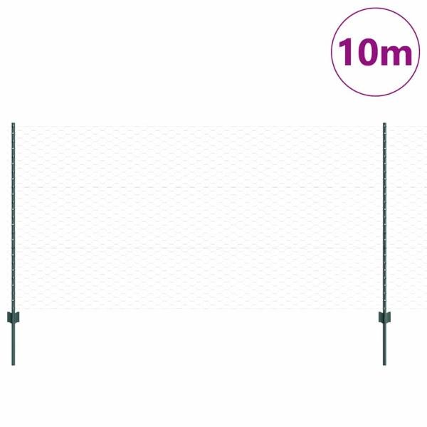 Zaunpfosten 5 Stk U-Kanal Grün 120 cm Stahl, Hexagonzaun Grün 1,2 x 10 m Stahl