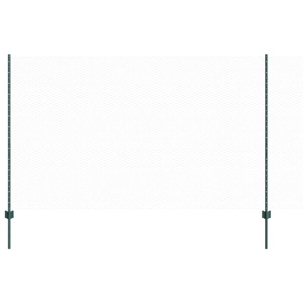 Zaunpfosten 11 Stück U-Kanal Grün 140 cm Stahl, Sechseckzaun Grün 1,4x25 m Stahl