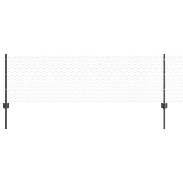 Zaunpfosten 5 Stück U-Profil Grau 60 cm Stahl, Sechseckzaun Grau 0,6x10 m Stahl