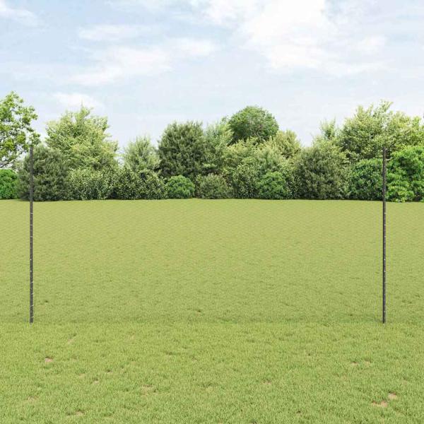 ARDEBO.de - Zaunpfosten 22 Stück U-Kanal Grau 160 cm Stahl, Sechseckzaun Grau 1,6x25 m Stahl
