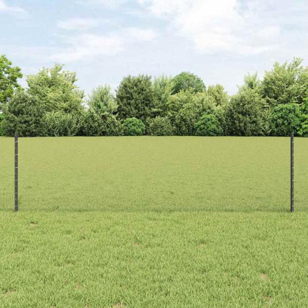 ARDEBO.de - Zaunpfosten 11 Stk U-Kanal Grau 60 cm Stahl, Sechseckzaun Grau 0.6x100 m Stahl