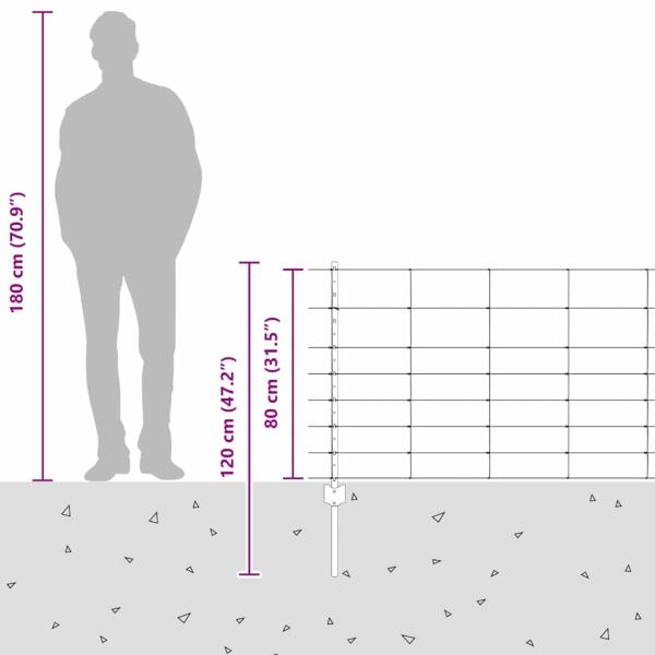 Zaunpfosten 11 Stk U-Profil 80 cm Verzinkter Stahl, Weidezaun 0,8x25 m Verzinkter Stahl