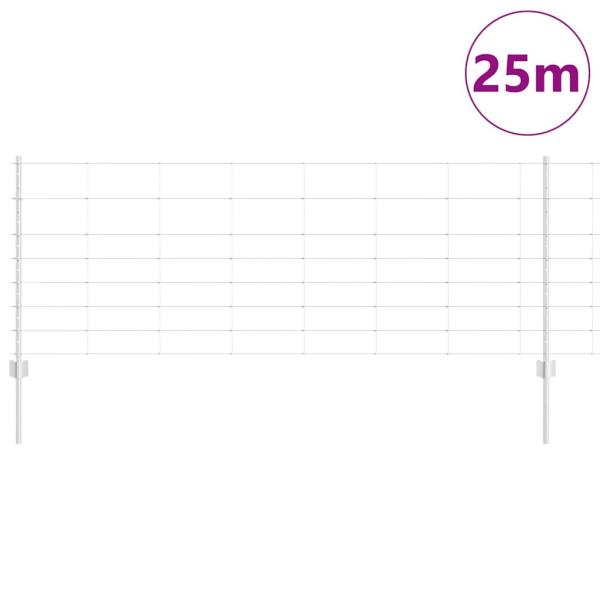 Zaunpfosten 11 Stk U-Profil 80 cm Verzinkter Stahl, Weidezaun 0,8x25 m Verzinkter Stahl
