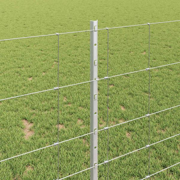 Zaunpfosten 22 Stück U-Profil 100 cm Verzinkter Stahl, Feldzaun 1x25 m Verzinkter Stahl