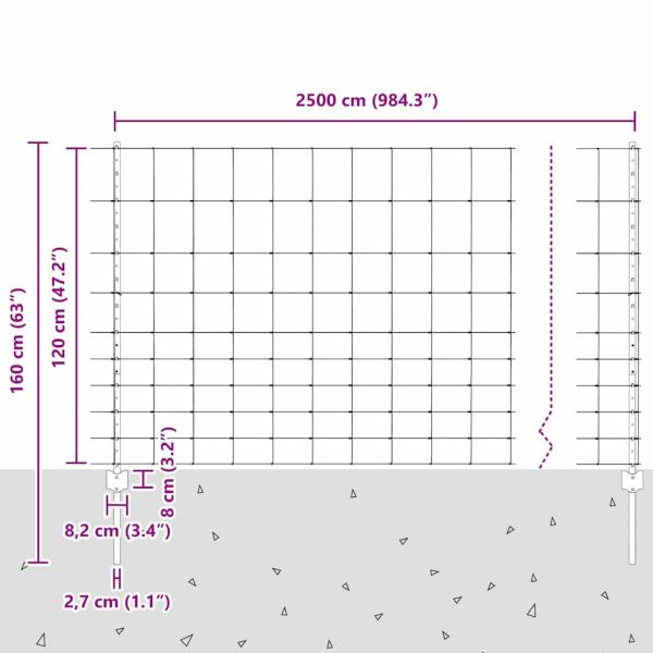 Zaunpfosten 22 Stk. U-Profil 120 cm Verzinkter Stahl, Feldzaun 1,2x25 m Verzinkter Stahl