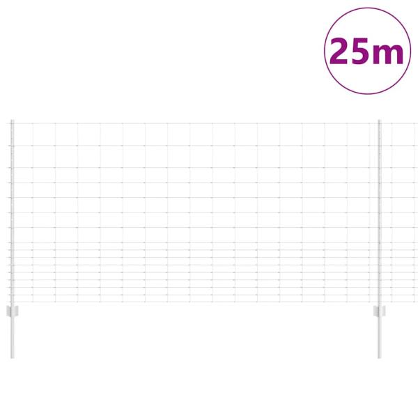 Zaunpfosten 22 Stück U-Kanal 120 cm verzinkter Stahl, Feldzaun 1,2x25 m verzinkter Stahl