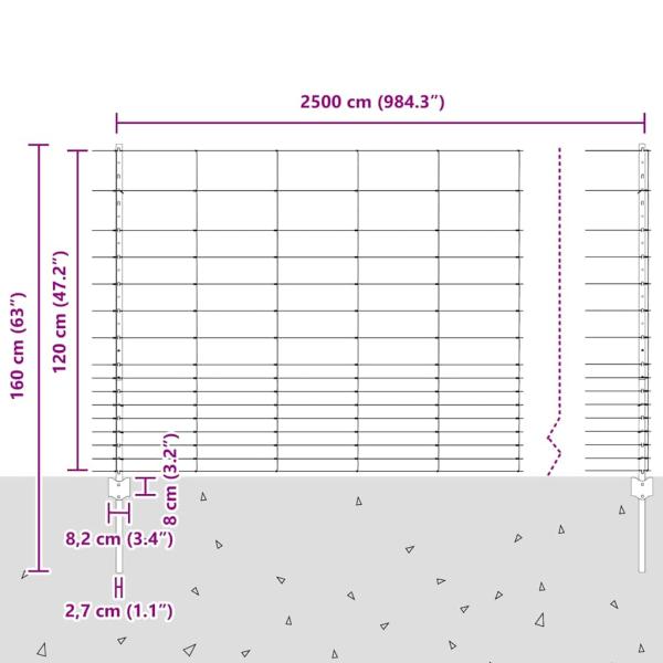 Zaunpfosten 22 Stück U-Kanal 120 cm Feuerverzinkter Stahl, Feldzaun 1,2 x 25 m Feuerverzinkter Stahl