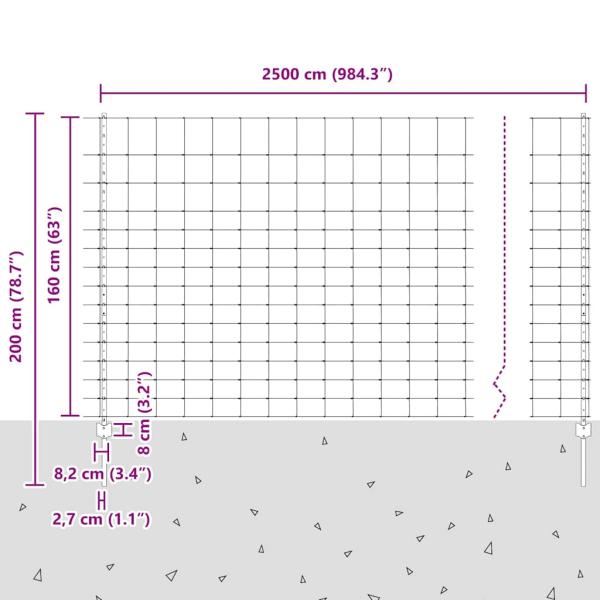 Zaunpfosten 22 Stück U-Profil 160 cm verzinkter Stahl, Feldzaun 1,6x25 m verzinkter Stahl