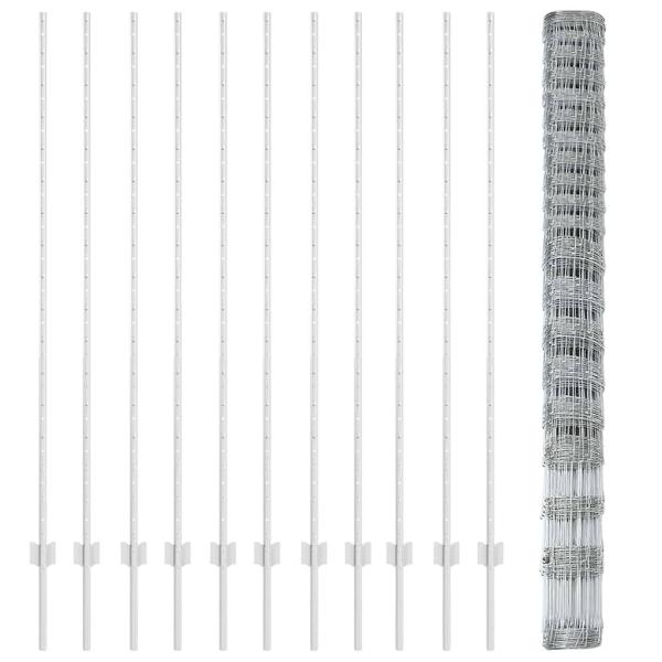 Zaunpfosten 22 Stück U-Profil 160 cm Feuerverzinkter Stahl, Feldzaun 1,6x25 m Feuerverzinkter Stahl