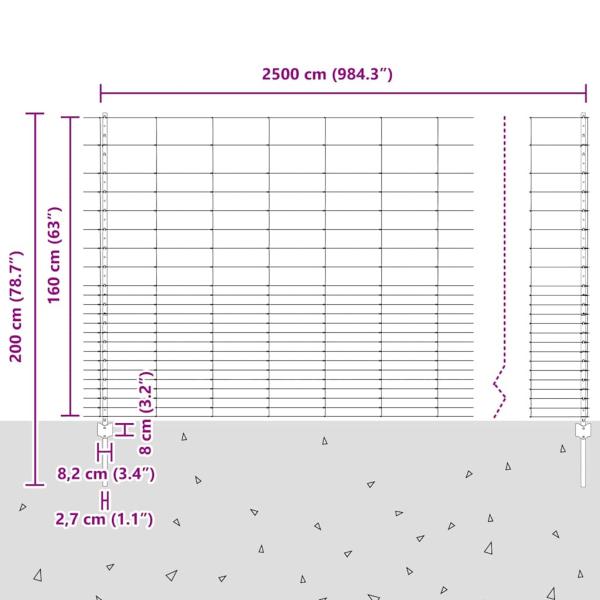Zaunpfosten 22 Stück U-Profil 160 cm feuerverzinkter Stahl, Feldzaun 1,6x25 m feuerverzinkter Stahl