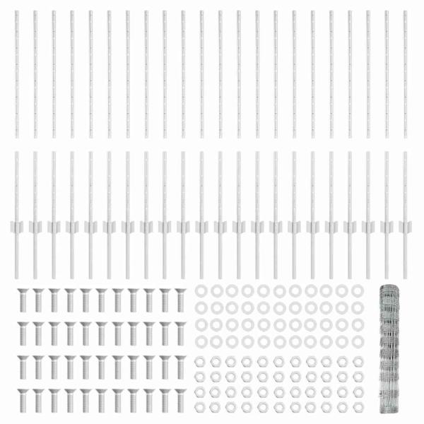 Zaunpfosten 22 Stück U-Kanal 100 cm galvanisierter Stahl, Feldzaun 1x50 m galvanisierter Stahl