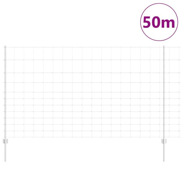 Zaunpfosten 22 Stück U-Profil 140 cm verzinkter Stahl, Feldzaun 1,4x50 m verzinkter Stahl