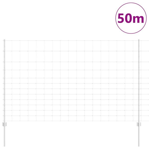 Zaunpfosten 22 Stk U-Profil 150 cm feuerverzinkter Stahl, Feldzaun 1,5x50 m feuerverzinkter Stahl