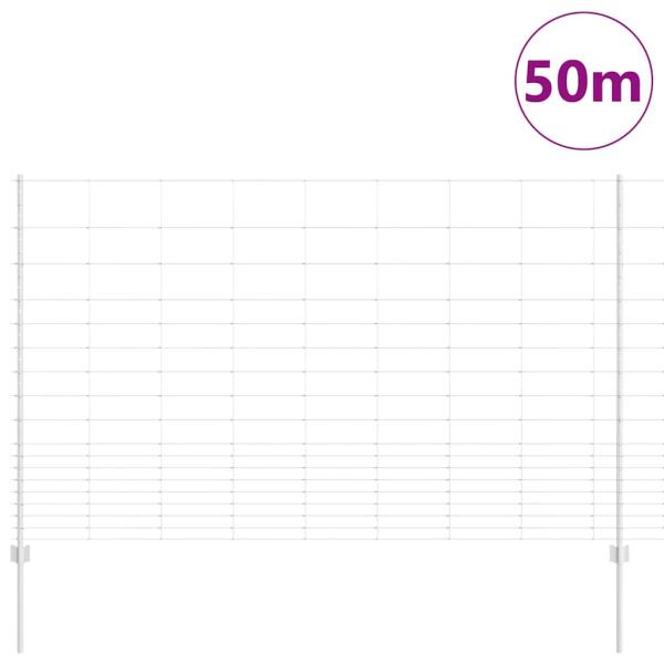 Zaunpfosten 22 Stück U-Kanal 150 cm Verzinkter Stahl, Feldzaun 1,5x50 m Verzinkter Stahl