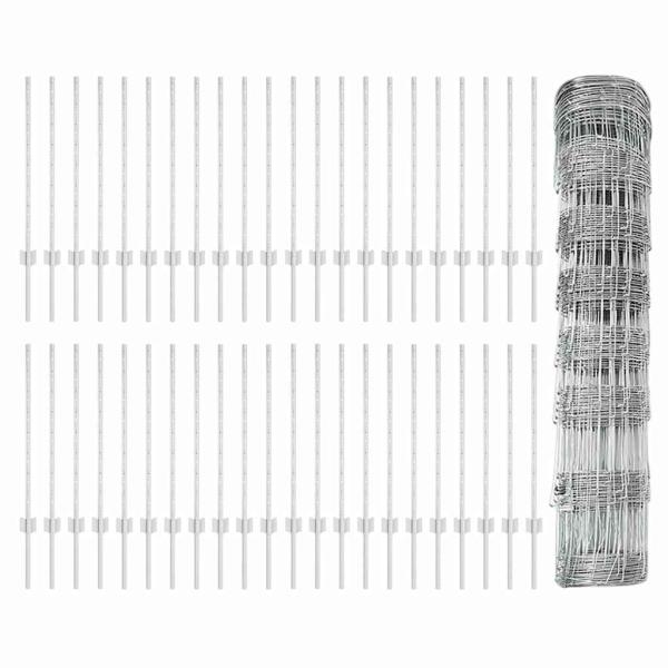 Zaunpfosten 11 Stück U-Kanal 80 cm Feuerverzinkter Stahl, Feldzaun 0,8 x 100 m feuerverzinkter Stahl