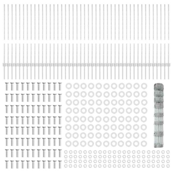 Zaunpfosten 22 Stk. U-Kanal 100 cm Verzinkter Stahl, Feldzaun 1x100 m Verzinkter Stahl