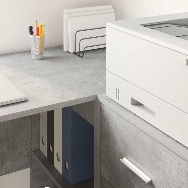 Eck-Schreibtisch mit Schubladen Beton Grau 102 x 88 x 75 cm