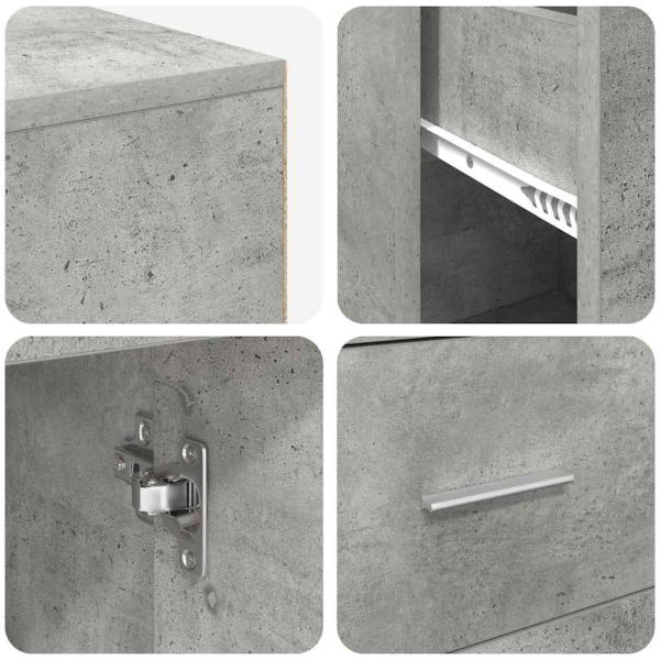Eck-Schreibtisch mit Schubladen Beton Grau 102 x 88 x 75 cm