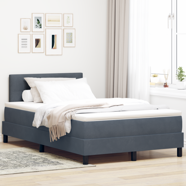 Boxspringbett mit Matratze Dunkelgrau Samt