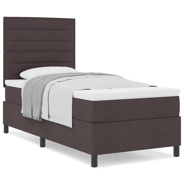Boxspringbett mit Matratze Dunkelbraun 80x200 cm Stoff