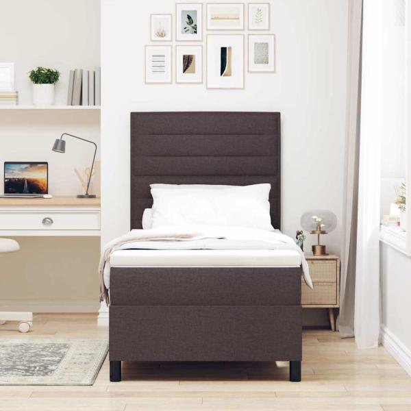 Boxspringbett mit Matratze Dunkelbraun 80x200 cm Stoff