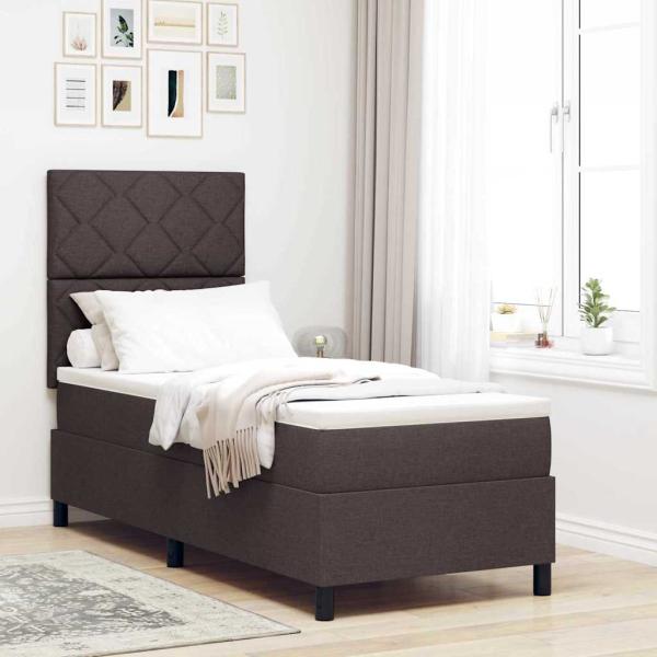 ARDEBO.de - Boxspringbett mit Matratze Dunkelbraun 80x200 cm Stoff