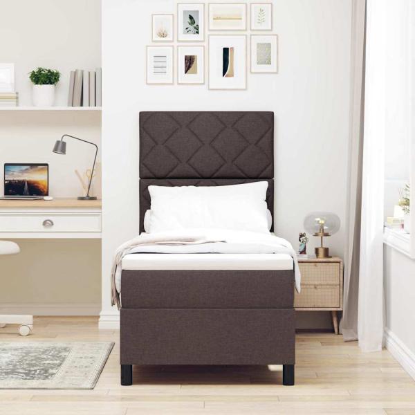 Boxspringbett mit Matratze Dunkelbraun 80x200 cm Stoff