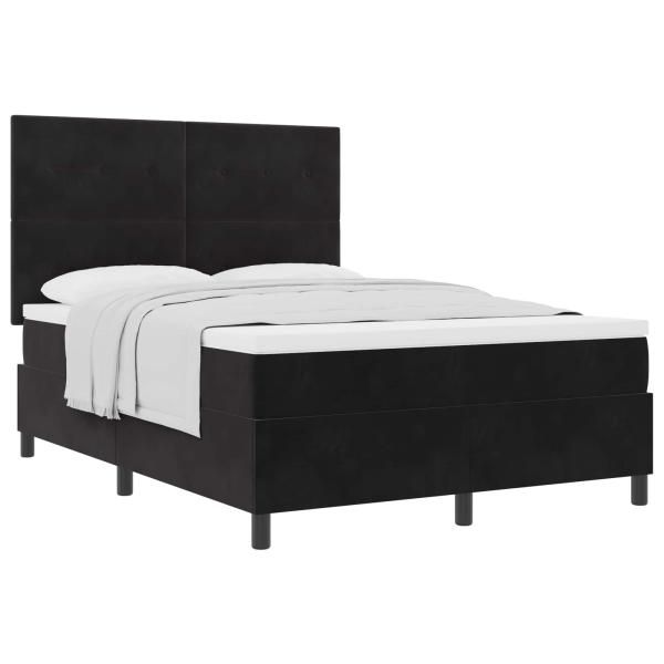 Boxspringbett mit Matratze Schwarz 140x190 cm Samt