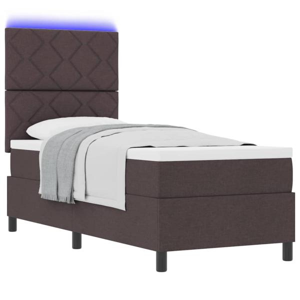 Boxspringbett mit Matratze & LED Dunkelbraun 80x200 cm Stoff