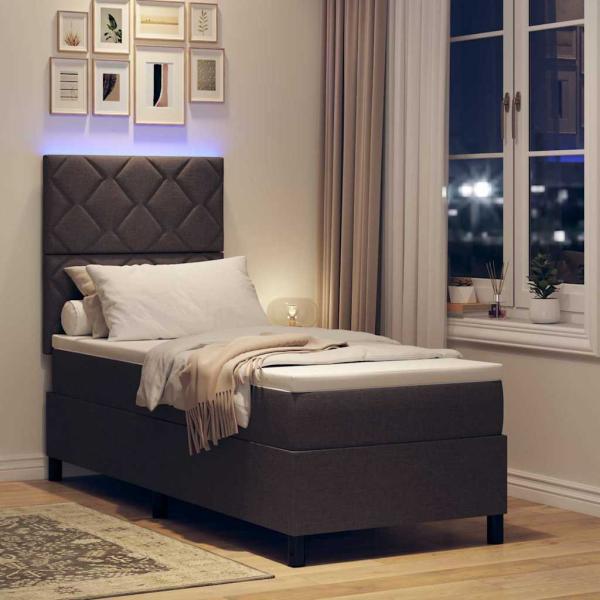 Boxspringbett mit Matratze & LED Dunkelbraun 80x200 cm Stoff