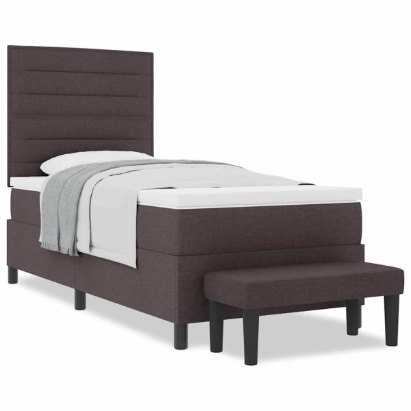 Boxspringbett mit Matratze & Bank Dunkelbraun 80x200 cm Stoff