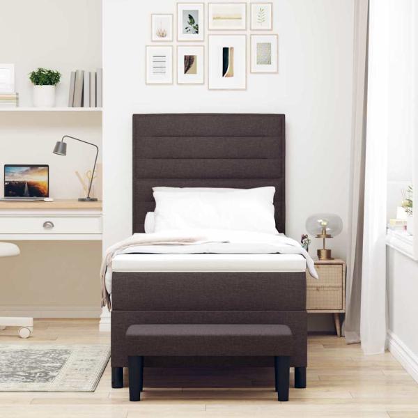 Boxspringbett mit Matratze & Bank Dunkelbraun 80x200 cm Stoff