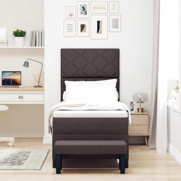 Boxspringbett mit Matratze & Bank Dunkelbraun 80x200 cm Stoff