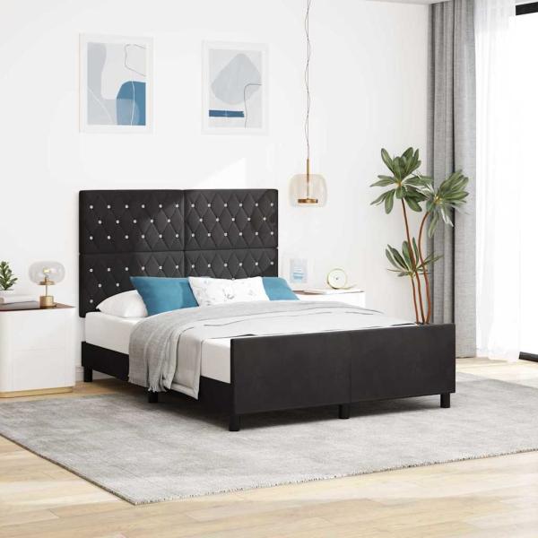 ARDEBO.de - Bettgestell Schwarz 140x190 cm Samt