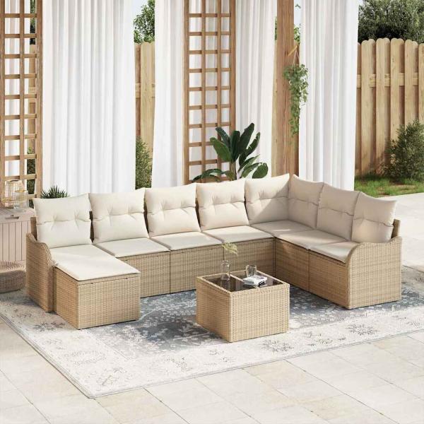 ARDEBO.de - Gartensofa-set Beige Poly-Rattan