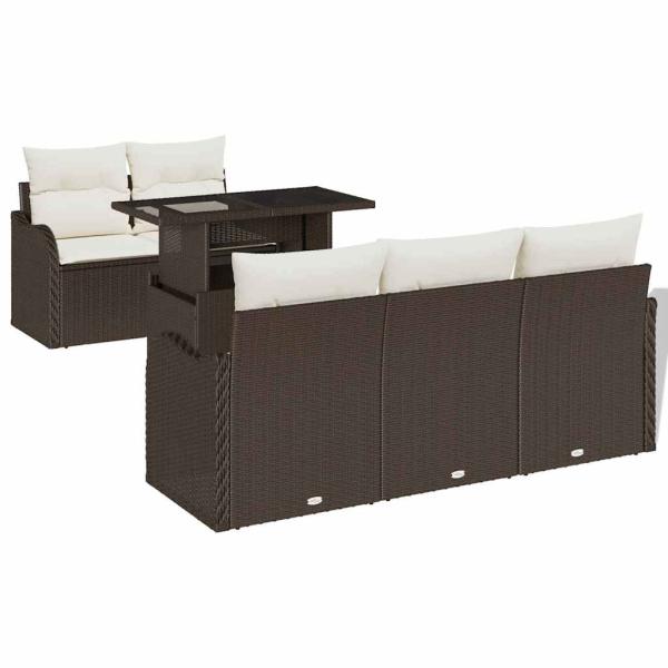 Gartensofa-set mit Kissen 6 pcs Braun Poly-Rattan