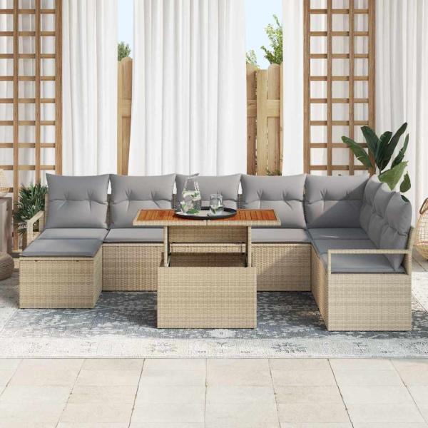 Gartensofa-set 9 pcs Beige und Grau