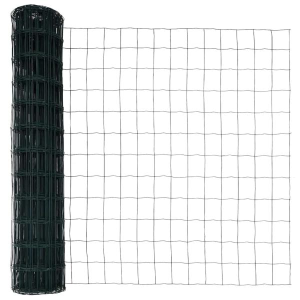 Euro-Zaun mit 13 Pfosten 1x25 m Galvanisierter Stahl Grün