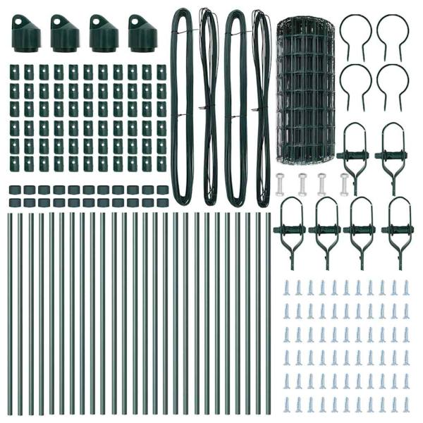 Euro Zaun mit 13 Pfosten 0.6x50 m Verzinkter Stahl Grün