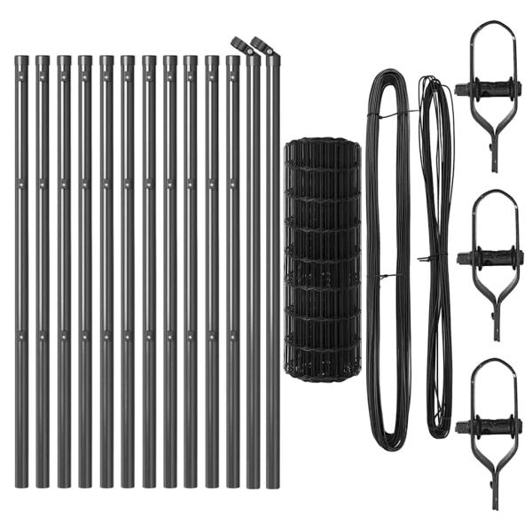 Euro Zaun mit 13 Pfosten 0.6x25 m verzinkter Stahl Grau