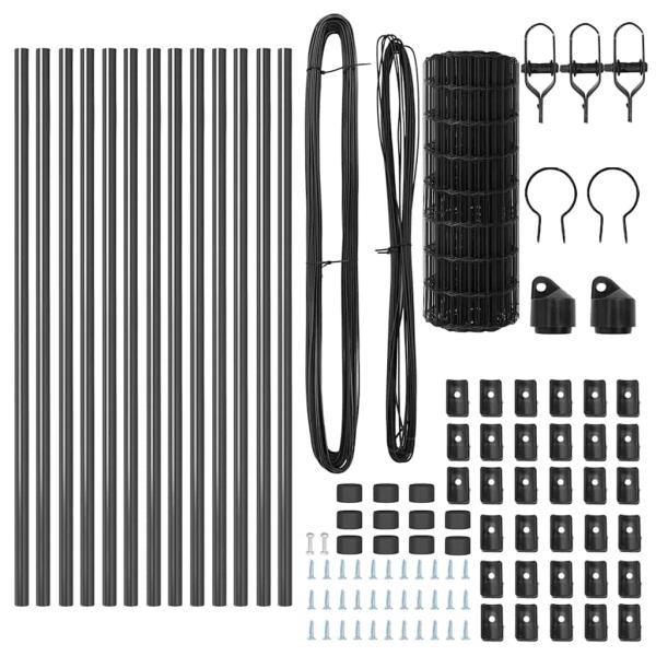 Euro Zaun mit 13 Pfosten 0.6x25 m verzinkter Stahl Grau