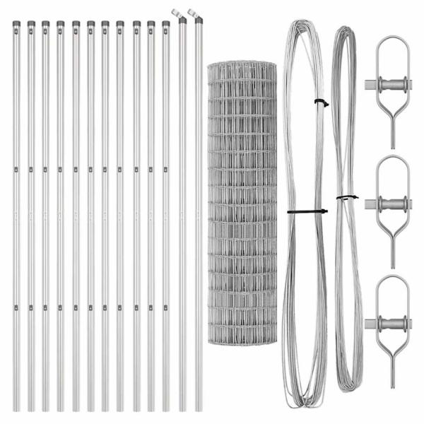 Euro Zaun mit 13 Pfosten 1,2x25 m galvanisierter Stahl