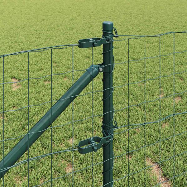 Euro-Zaun mit 13 Spitzenpfosten 0.6x50 m verzinkter Stahl grün